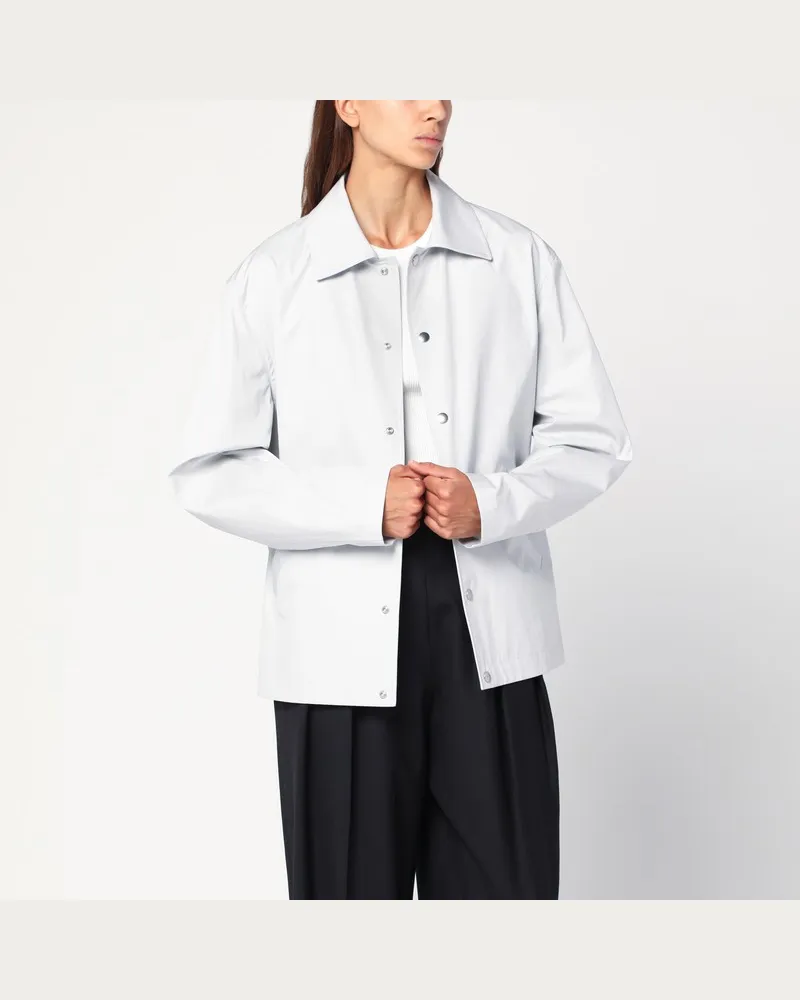 Jil Sander Hellgraue Baumwolltaftjacke mit Logo Grau