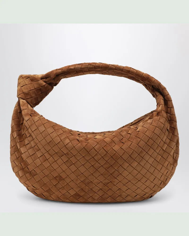 Bottega Veneta Jodie Tasche aus Intrecciato-Veloursleder in Amber Brown