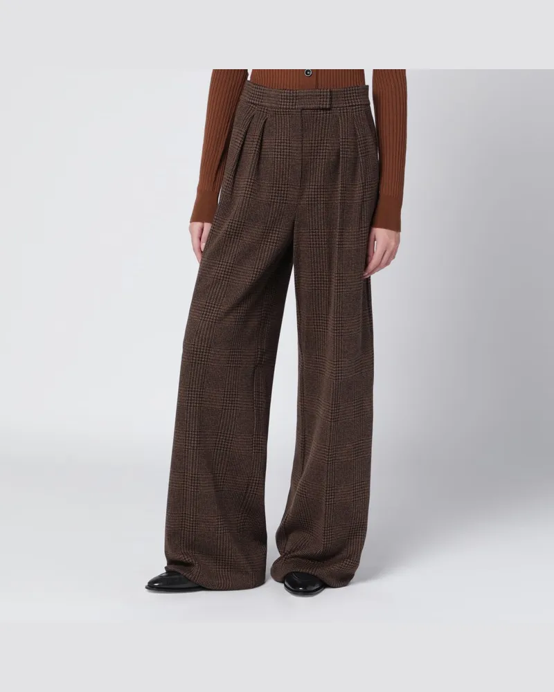 Max Mara Braune Prince-of-Wales-Hose Weiß