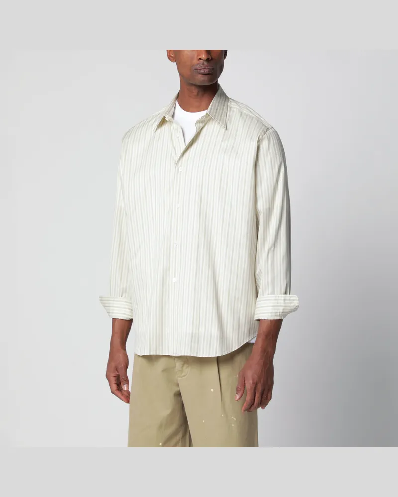 AURALEE Elfenbeinfarben gestreiftes Hemd aus Baumwolle und Seide White