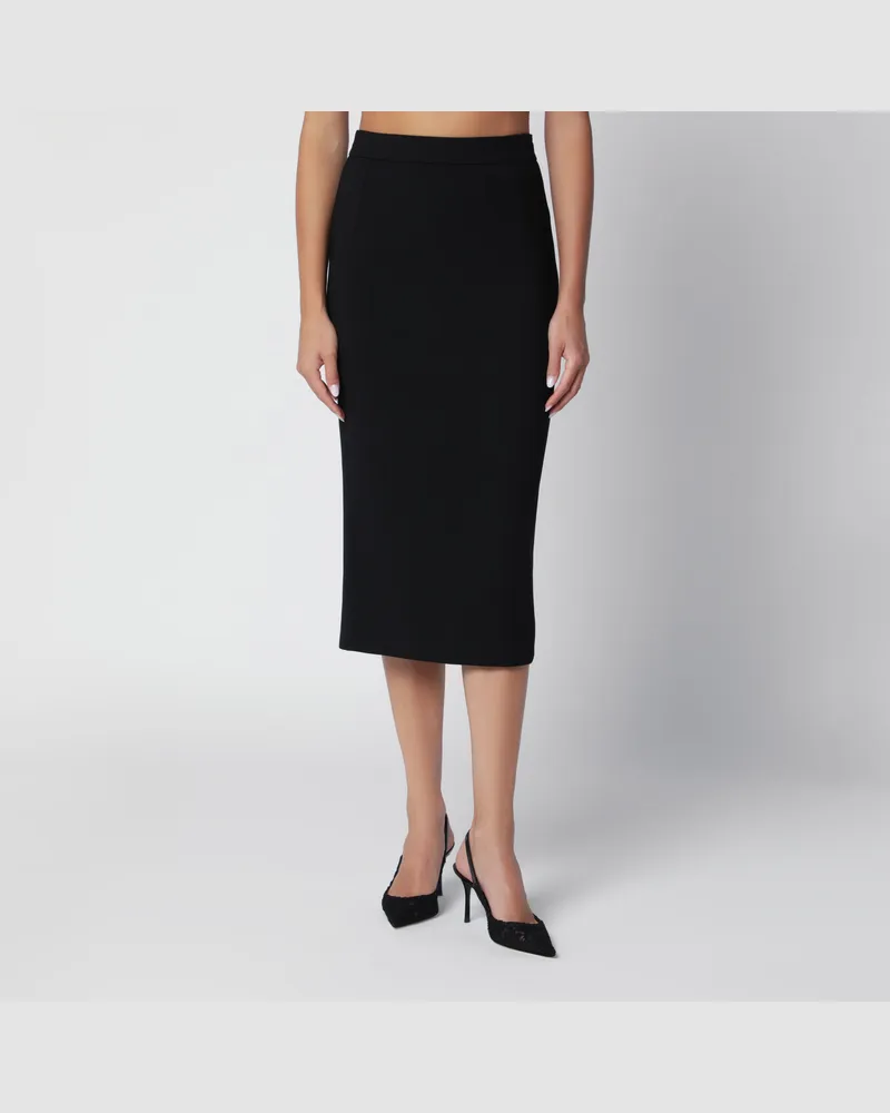 Dolce & Gabbana Schwarzer Midirock aus Schurwolle Black
