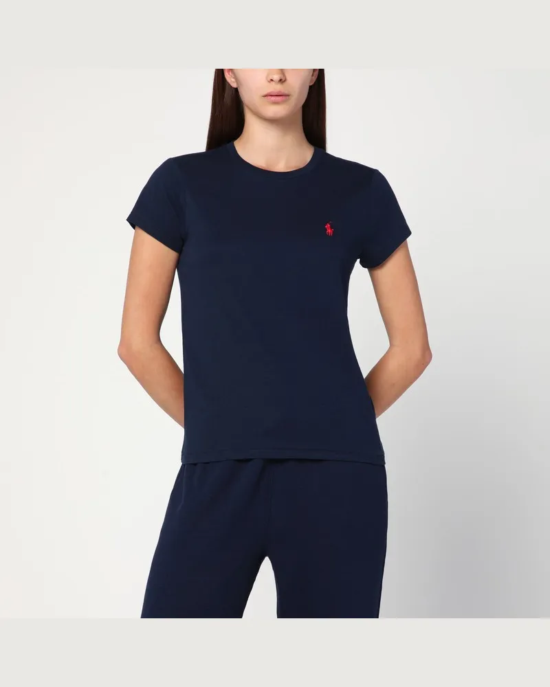 Ralph Lauren Marineblaues Baumwoll-T-Shirt mit Logo Blau