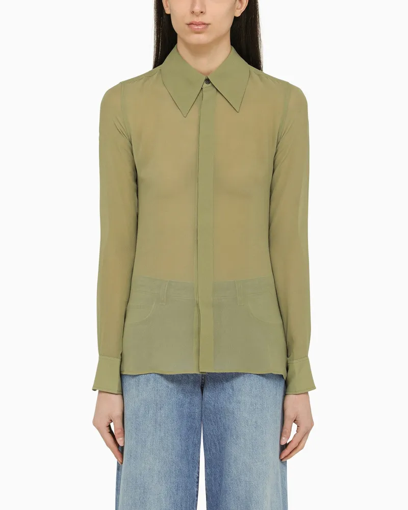 AMI Paris Olivgrüne Seidenbluse Green