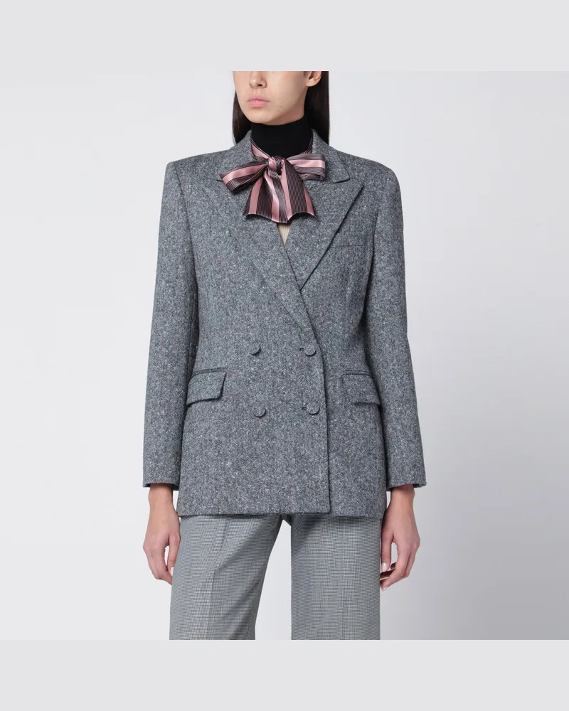 Valentino Garavani Doppelreihige Jacke aus Natté-Wollbouclé Print