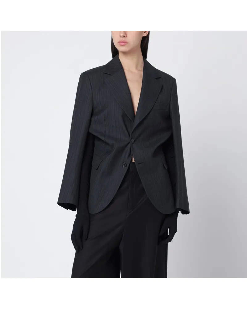 Maison Margiela Schwarze Wollmix-Jacke mit Handschuhen Schwarz