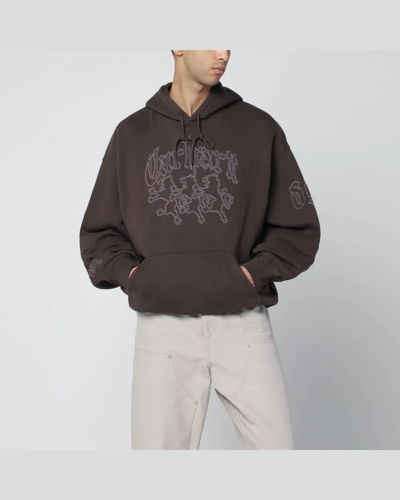 Carhartt WIP Hackwork Hoodie in Vitola/Glassy Pink Brown