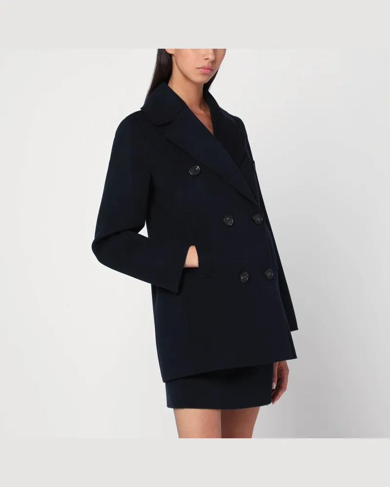 Max Mara Doppelreihiger Mantel aus mitternachtsblauer Wolle Blau