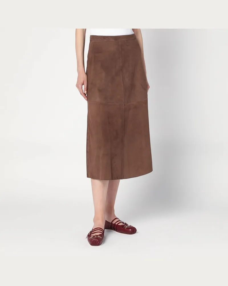 Max Mara Brauner Rock aus Wildleder Weiß