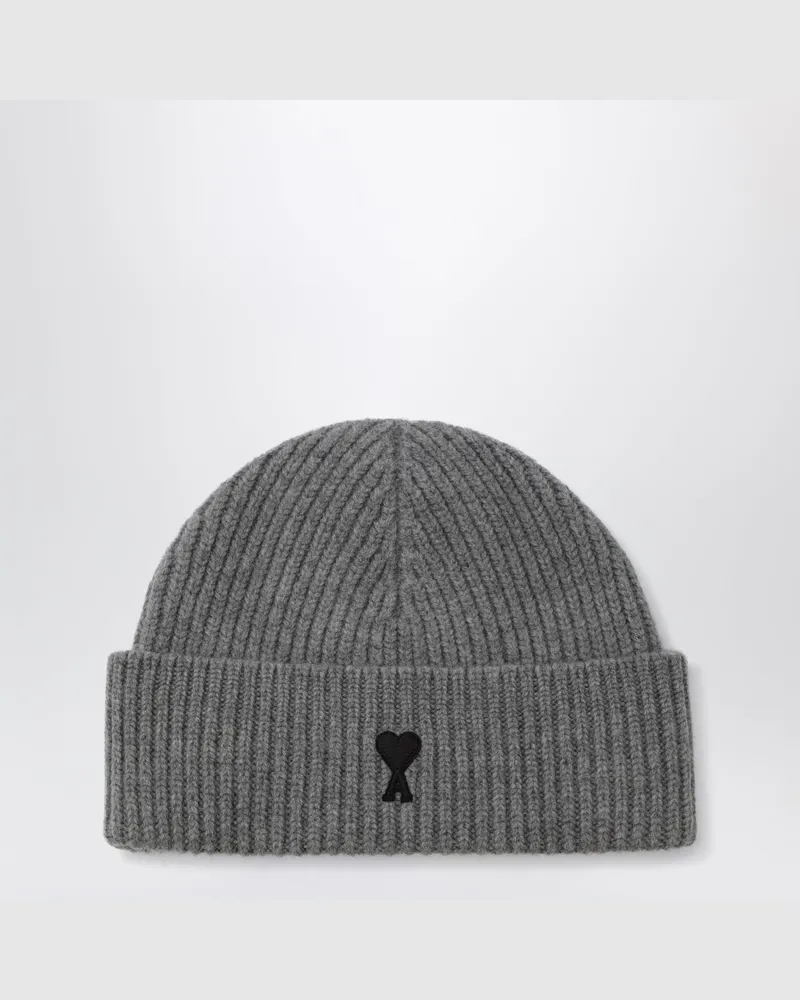 AMI Paris Ami de Coeur Mütze aus grauer Wollmischung Grey