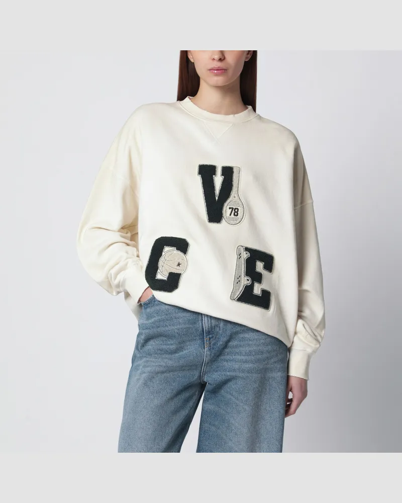 Golden Goose Weißes Rundhals-Sweatshirt mit Patches 