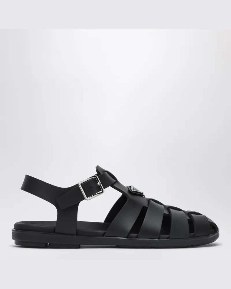 Prada Schwarze Käfigsandale aus Gummi