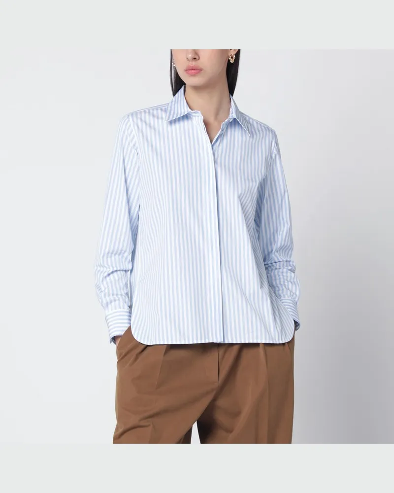 Max Mara Weiß/hellblau gestreiftes Hemd Hellblau