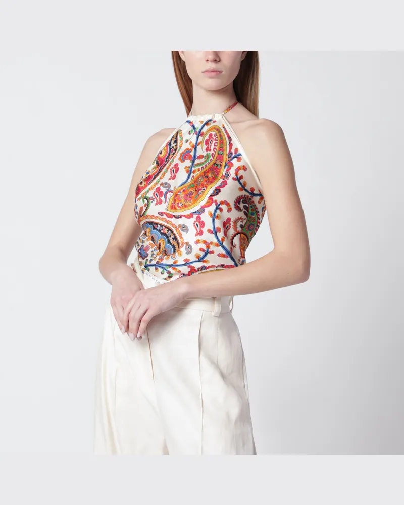 Etro Bandana-Top aus Seidentwill mit floralem Paisley-Motiv Multicolor