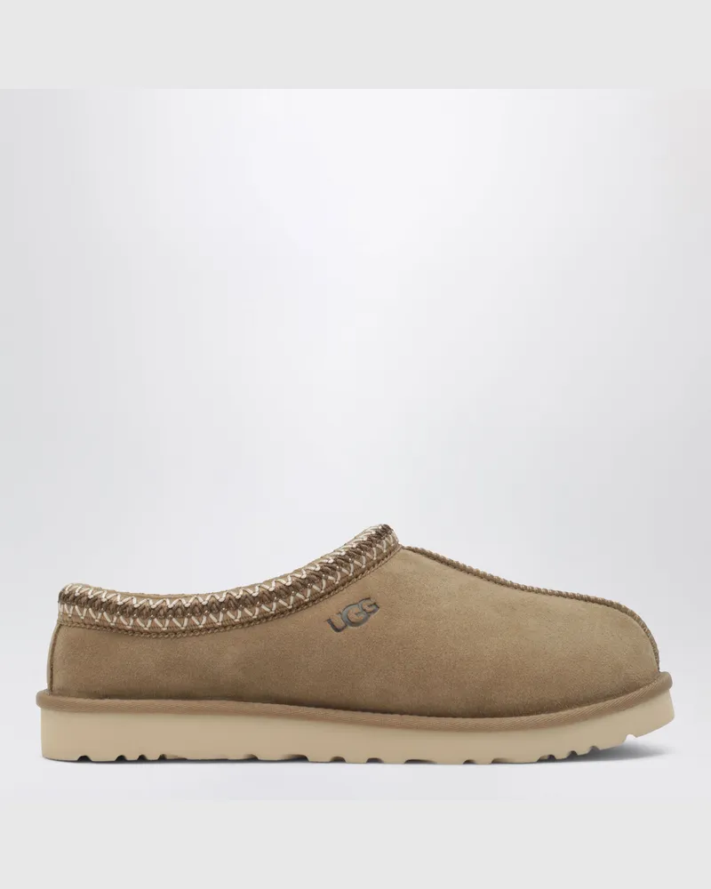 UGG Tasman II hellbronzefarbene Pantoletten aus Veloursleder Brown