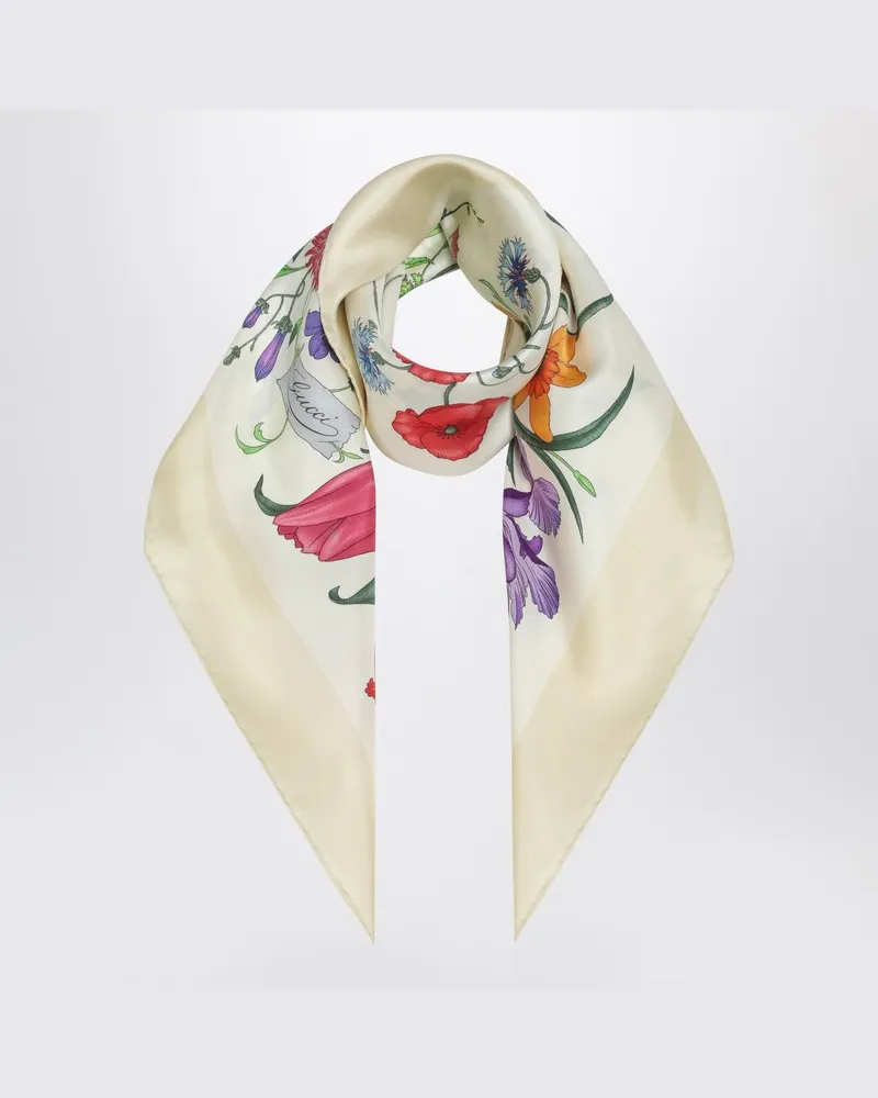 Gucci Gelber Seidentwill-Schal mit Print Gelb