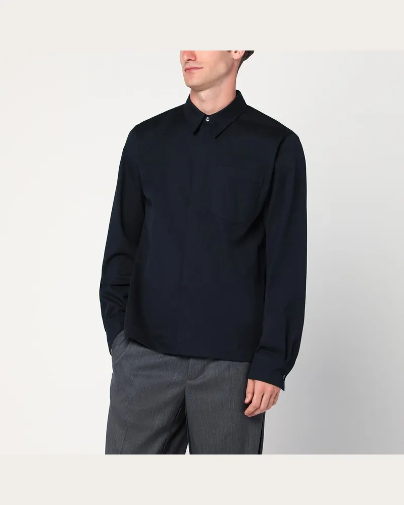 Dries van Noten Marineblaues Hemd aus Baumwolle und Wolle Blau