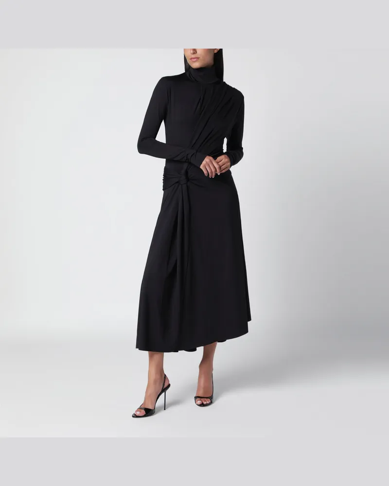 Victoria Beckham Schwarzes asymmetrisches Kleid mit hohem Kragen Black