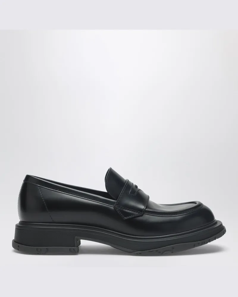Gucci Schwarzer Lederloafer mit Logo Schwarz