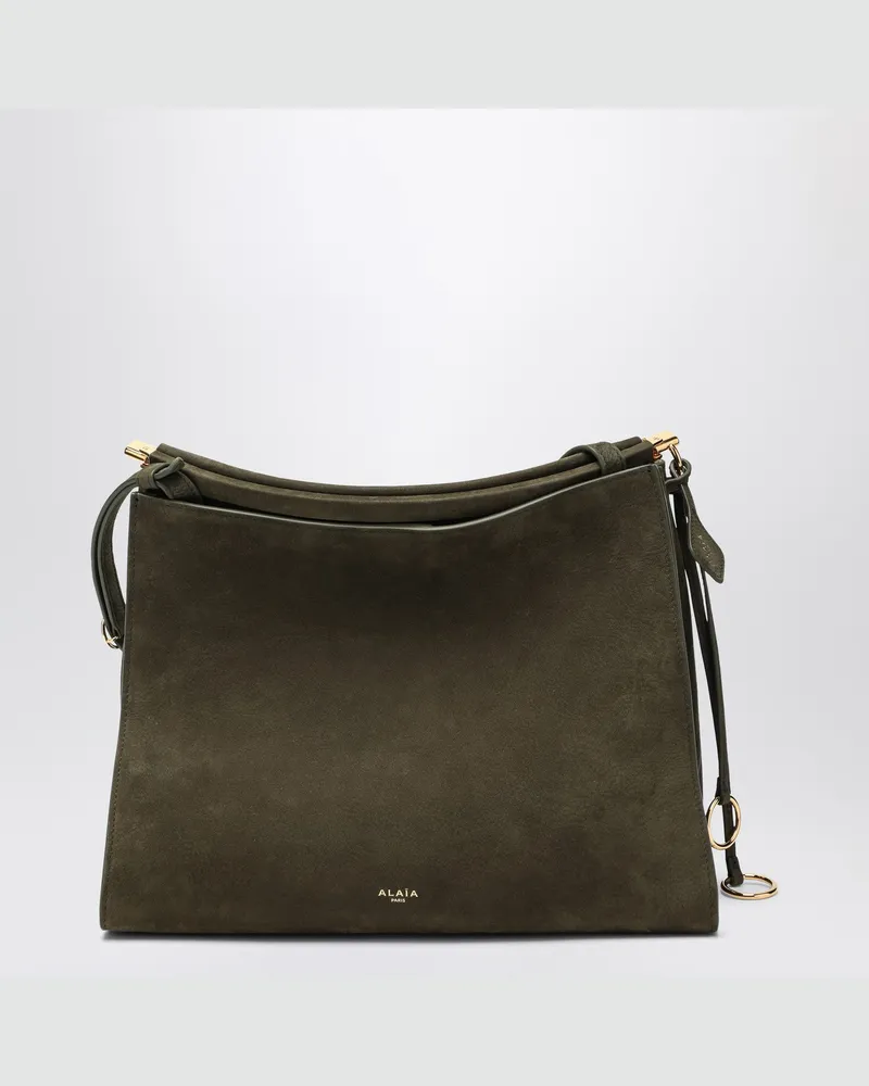 Alaïa Die Click mittelgroße quadratische khaki Nubuk-Tasche Green