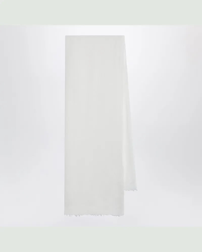 Destin Weißer Schal aus Seiden-Kaschmir-Mix White