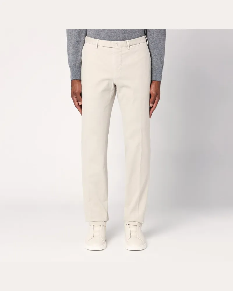 Biagio Santaniello Hellbeigefarbene Hose aus Baumwolle Beige