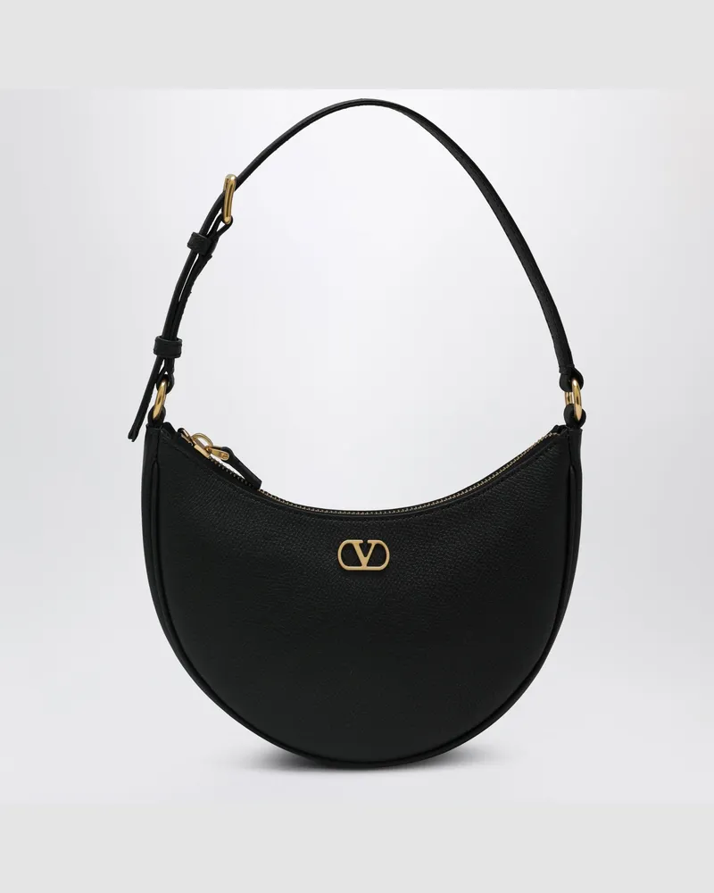 Valentino Garavani Mini-Shoulderbag Vlogo aus genarbtem Kalbsleder in Schwarz Black