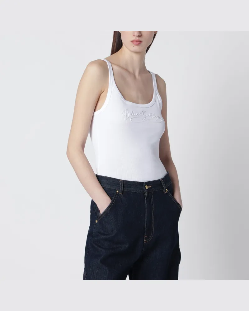 Dolce & Gabbana Weißes Top mit Logo-Stickerei White