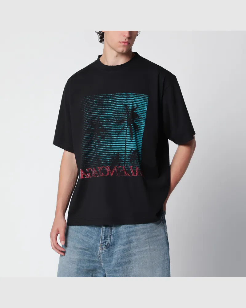 Balenciaga Holiday T-Shirt aus schwarzer Baumwolle mit Grafikprint Black