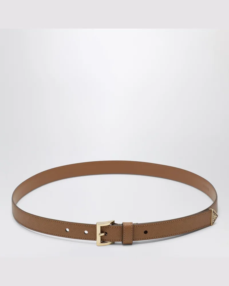 Prada Karamellfarbener Saffiano-Ledergürtel Brown