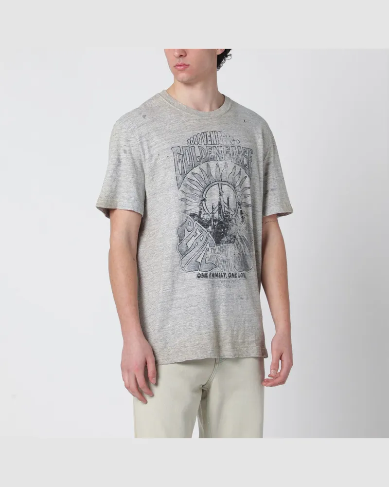 Golden Goose Graues Vintage-Effekt-T-Shirt mit Print Grey