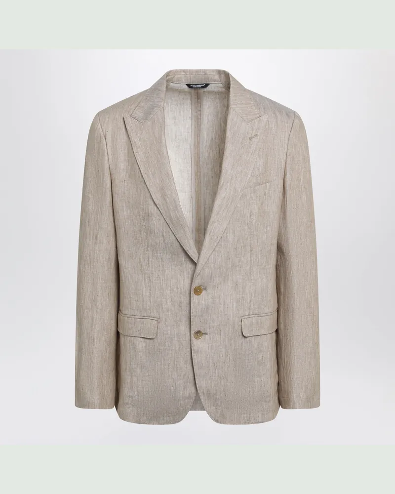 Dolce & Gabbana Leinen-Sakko Taormina in Beige/Weiß meliert Beige