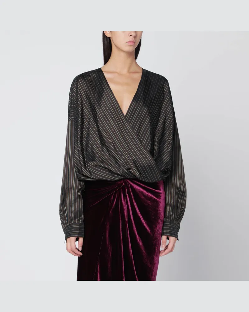 Dries van Noten Lockeres braunes Hemd mit Streifenmuster Braun