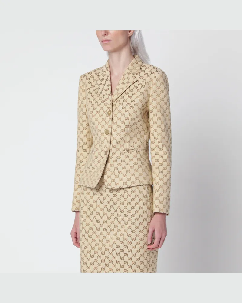 Gucci Taillierter Blazer New Sand aus GG-Baumwolle Beige