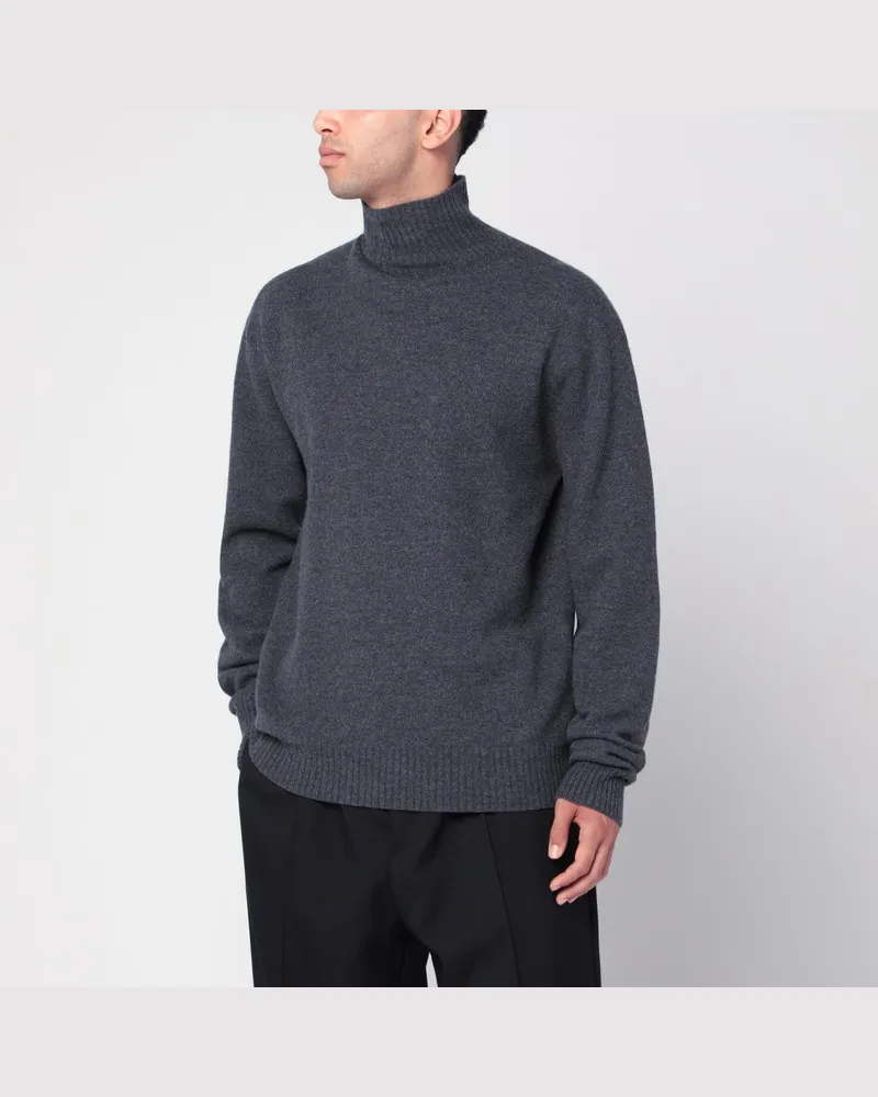 Jil Sander Grauer Rollkragenpullover aus Wolle Grau