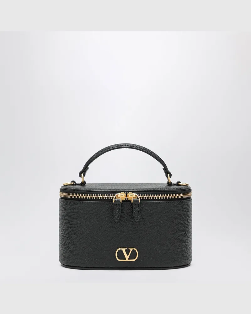 Valentino Garavani VLogo Signature Mini-Vanity-Tasche aus schwarzem Leder Black