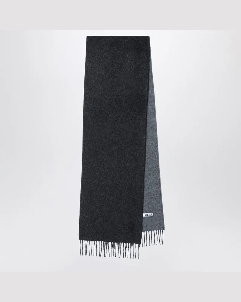 Loewe Schal aus schwarzer/grauer Wolle und Kaschmir Black