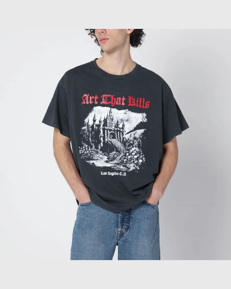 GALLERY DEPT. Schwarz verwaschenes ATK Castle Baumwoll-T-Shirt Black