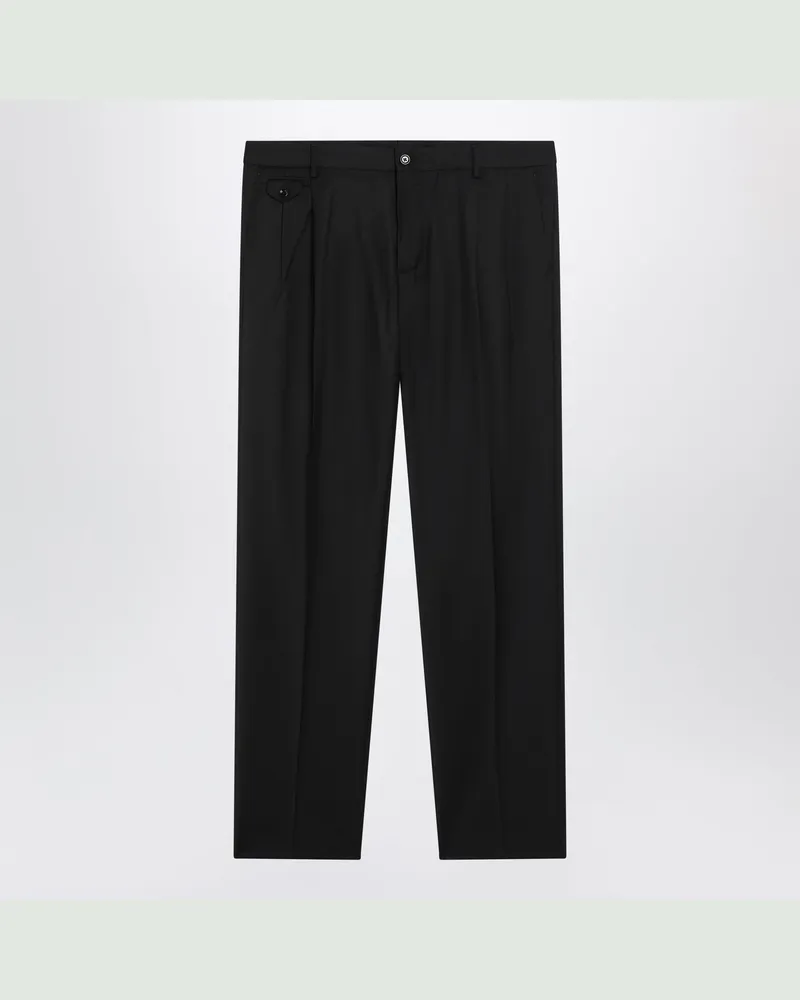 Dolce & Gabbana Schmal geschnittene Faltenhose aus Wollmix in Schwarz Black