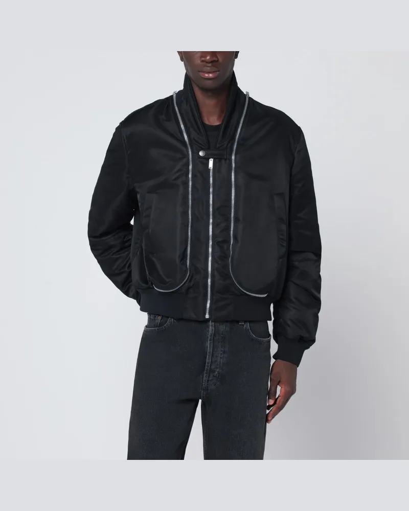 Alexander McQueen Schwarze Bomberjacke mit Reißverschluss aus Nylon Schwarz