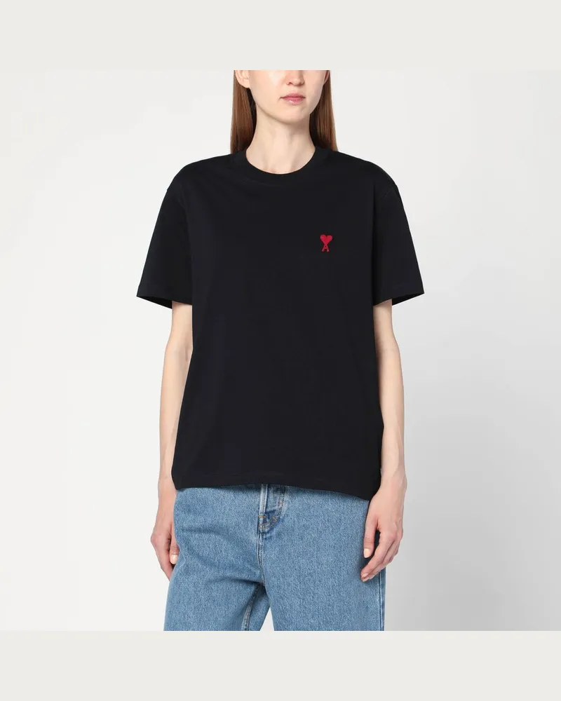 AMI Paris Schwarzes Ami De Coeur T-Shirt Schwarz