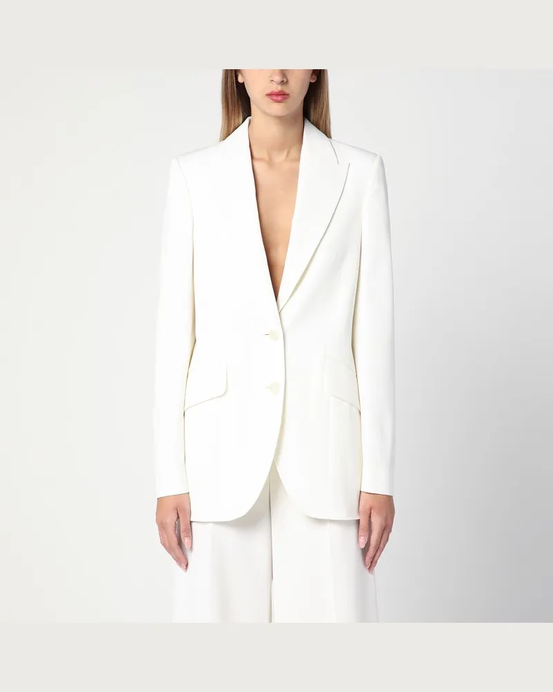 Stella McCartney Elfenbeinfarbige einreihige Jacke aus Wolle Beige
