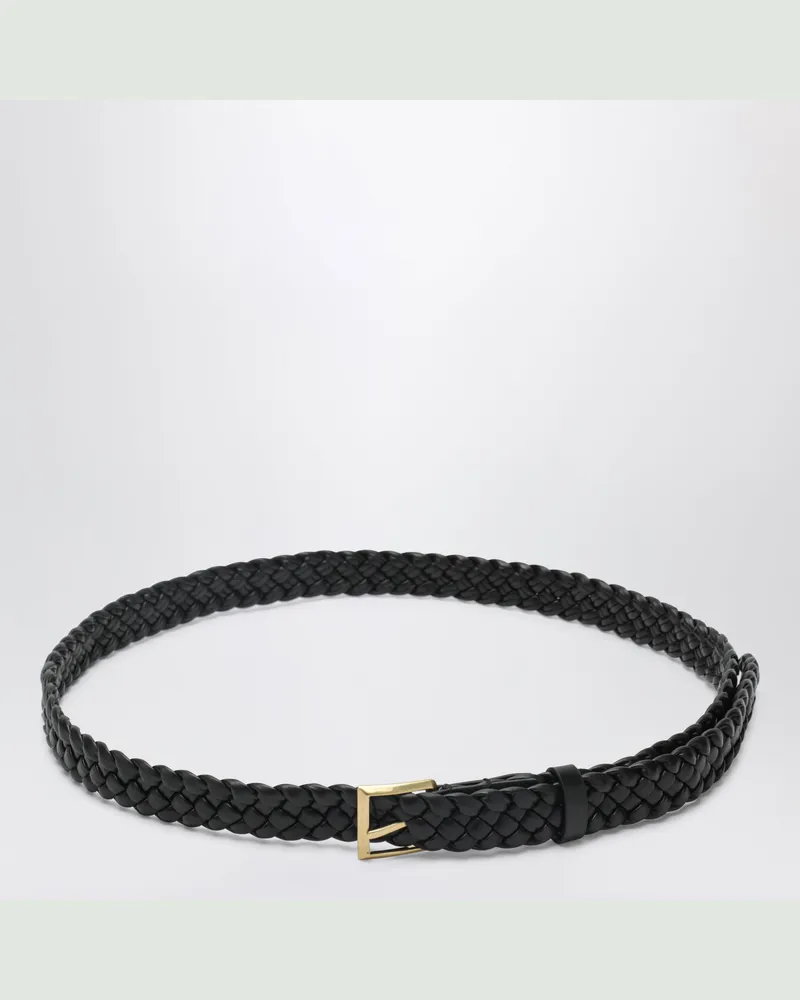 Bottega Veneta Intreccio-Gürtel Solo aus Kalbsleder in Schwarz Black