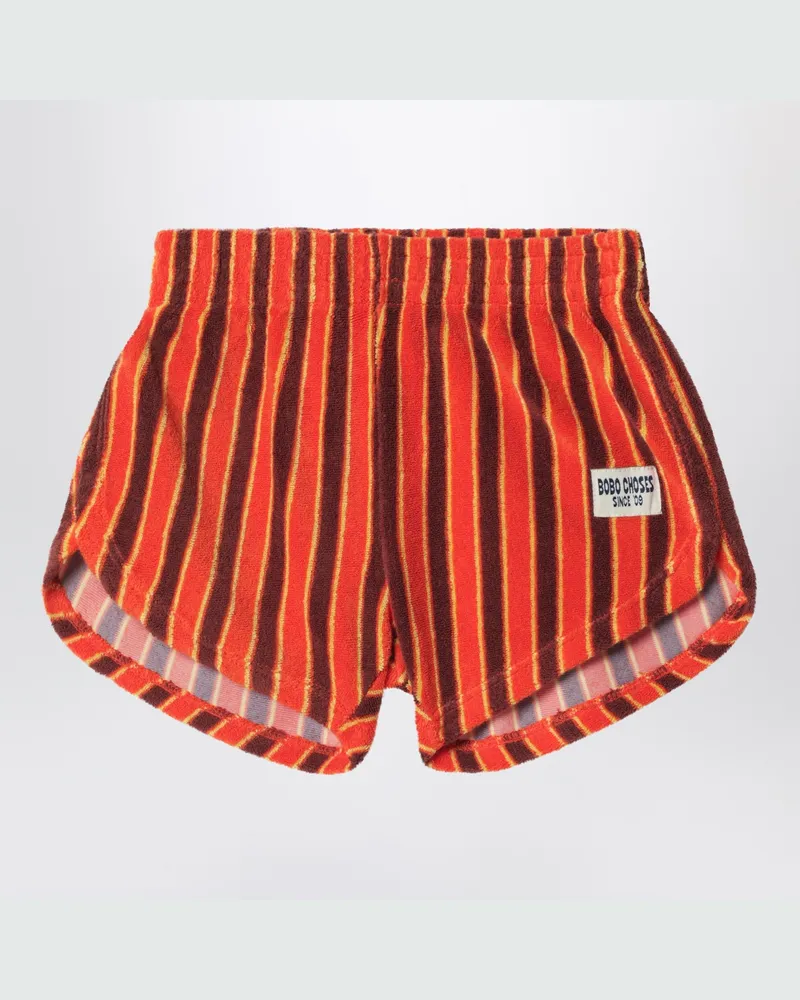 BOBO CHOSES orange gestreifte Shorts aus Frottee Orange