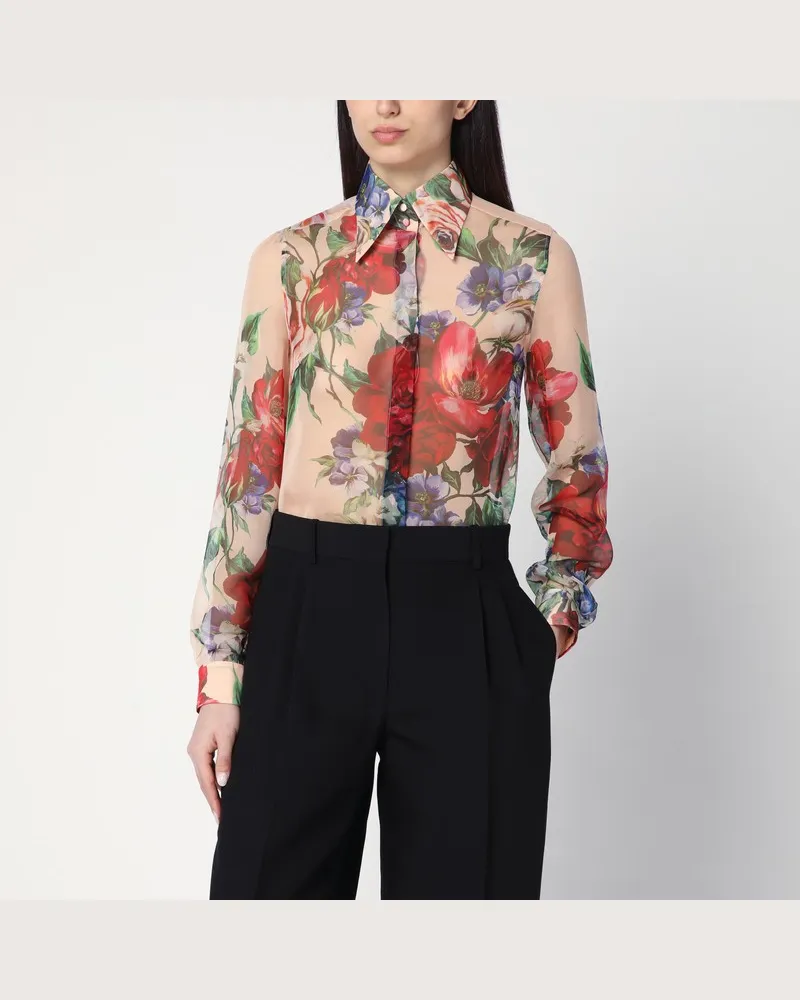 Dolce & Gabbana Blumenmuster-Hemd aus Seide Mehrfarbig
