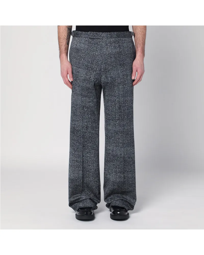 Prada Schwarz/weiße Fischgrät-Hose Black