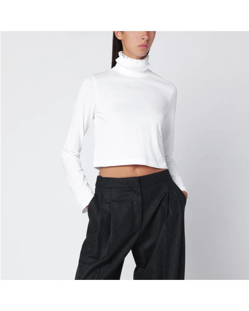 Alaïa weiße Crop-T-Shirt Dolcevita 