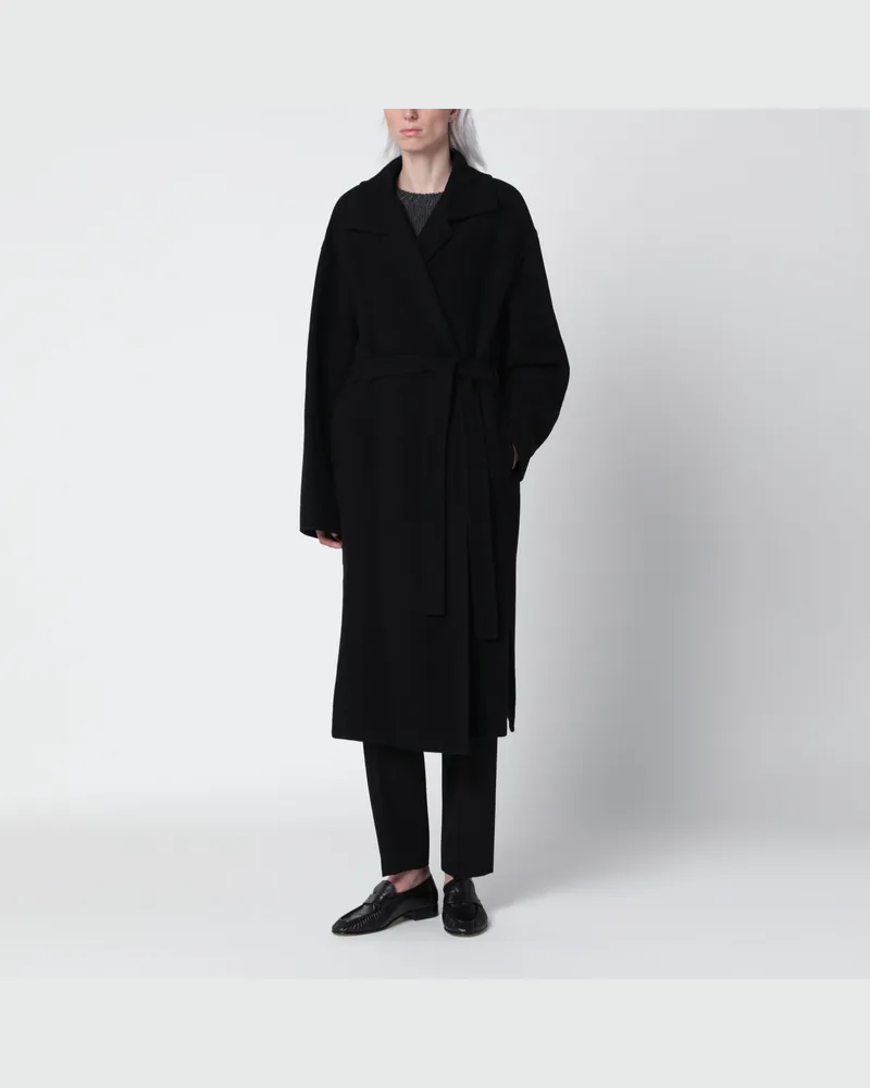 The Row Ciara schwarzer Mantel aus Wolle und Kaschmir Black