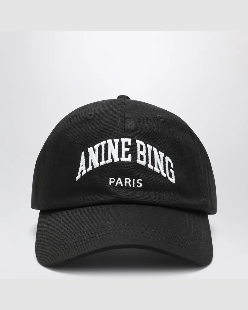 Anine Bing Jeremy Baseballkappe aus schwarzer Baumwolle Black