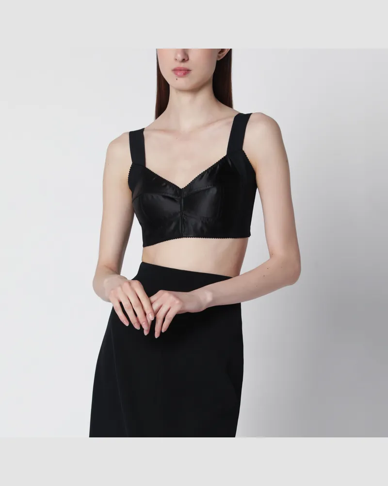 Dolce & Gabbana Satin-Bustier im Korsettstil in Schwarz Black