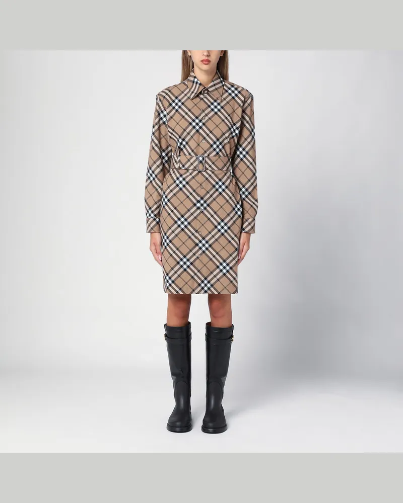 Burberry Kariertes Hemdkleid aus Wollgemisch 